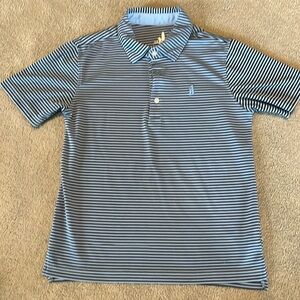 Johnnnie-o blue on light blue striped polo